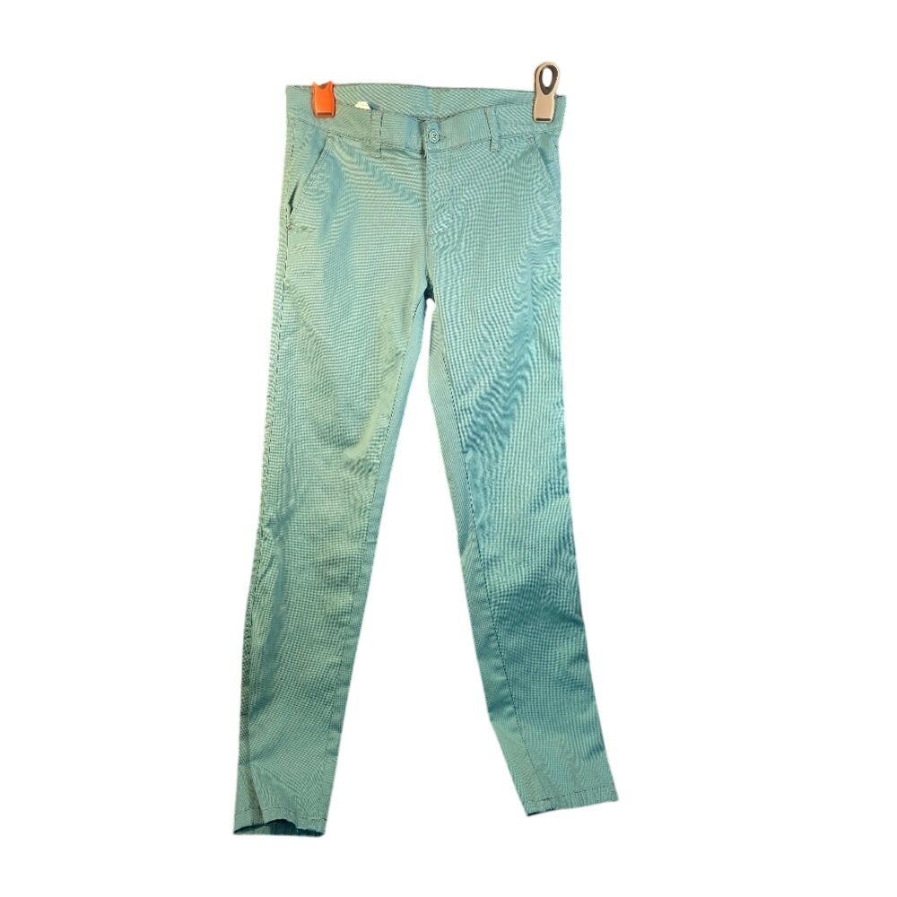 Overmen‎ Turquoise Slim Fit Chino Trousers Textured Cotton Blend Pants Size 32